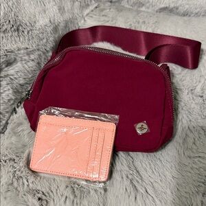 Halara Belt Bag (OS) and Wallet Maroon and Pink